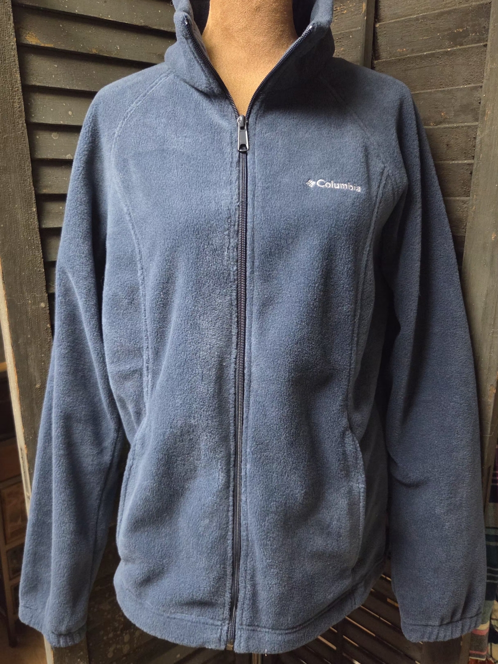 Columbia Women's Dark Blue Full-Zip Teddy Fleece Jacket